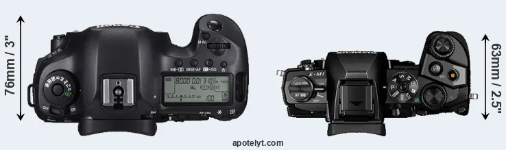 Compare 5DS R versus E-M1 top