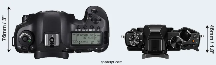 Compare 5DS R versus E-M10 top