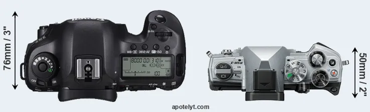 Compare 5DS R versus E-M5 III top