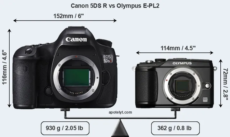 Size Canon 5DS R vs Olympus E-PL2