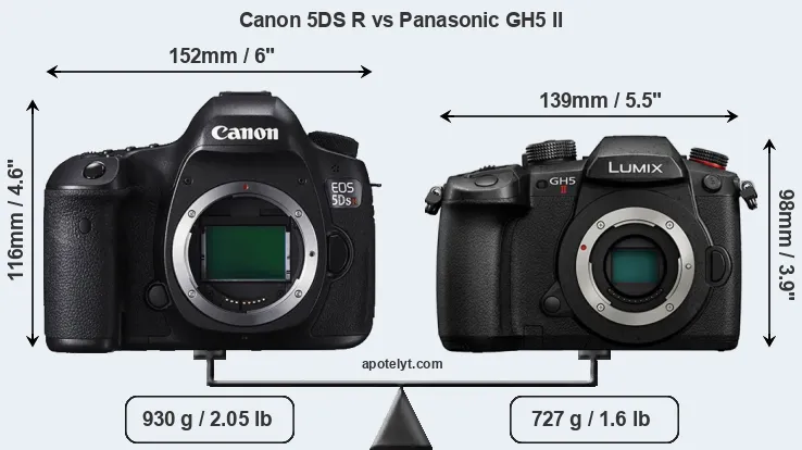 Size Canon 5DS R vs Panasonic GH5 II