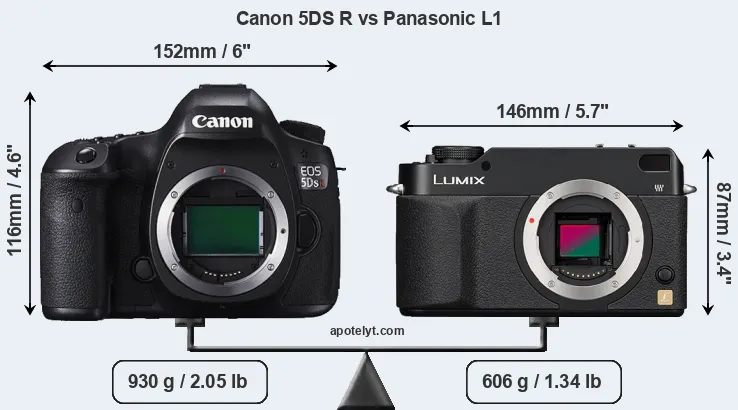 Size Canon 5DS R vs Panasonic L1