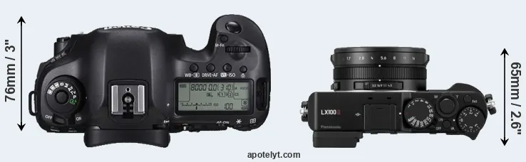 Compare 5DS R versus LX100 II top