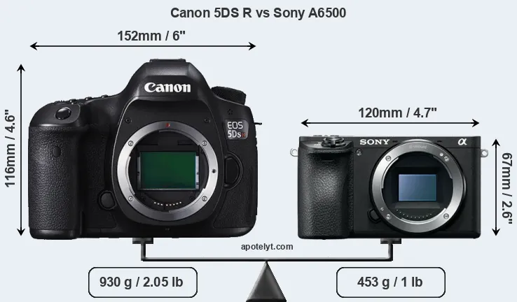 Size Canon 5DS R vs Sony A6500