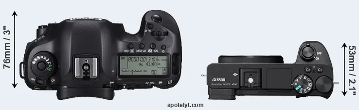 Compare 5DS R versus A6500 top