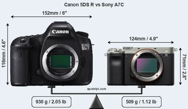 Size Canon 5DS R vs Sony A7C