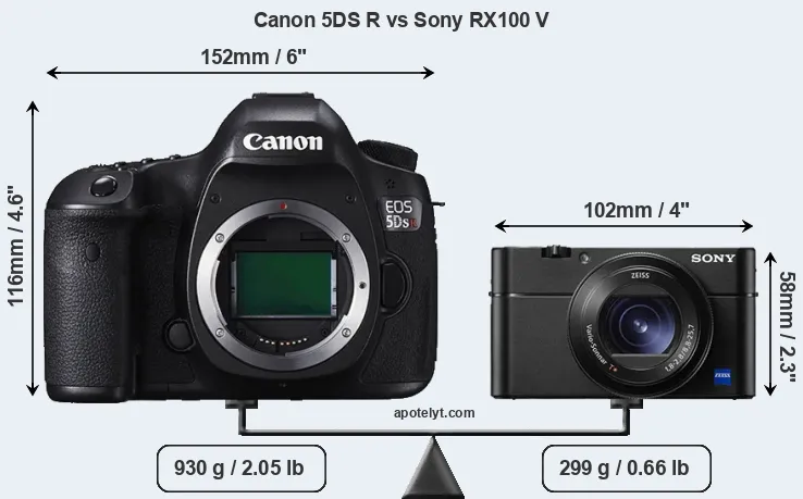 Size Canon 5DS R vs Sony RX100 V