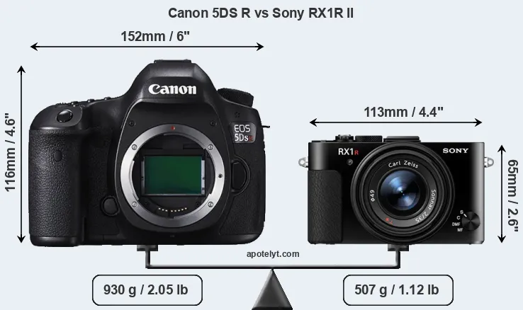 Size Canon 5DS R vs Sony RX1R II