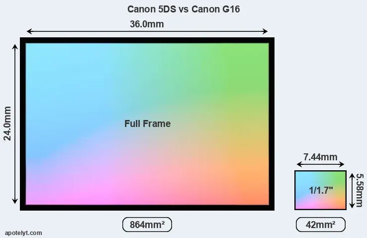 Canon 5DS and Canon G16 sensor measures