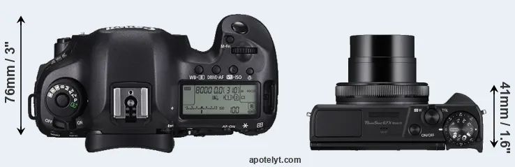 Compare 5DS versus G7X Mark III top