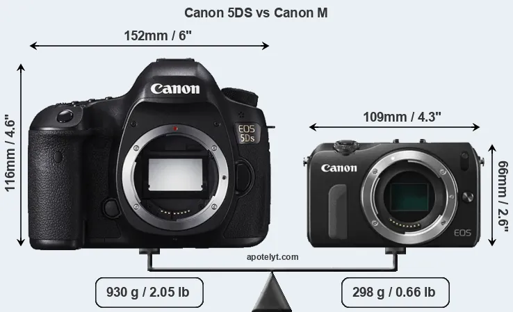 Size Canon 5DS vs Canon M
