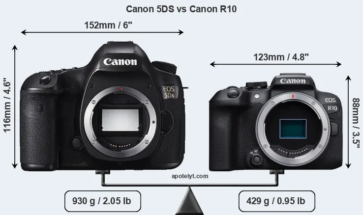 Size Canon 5DS vs Canon R10