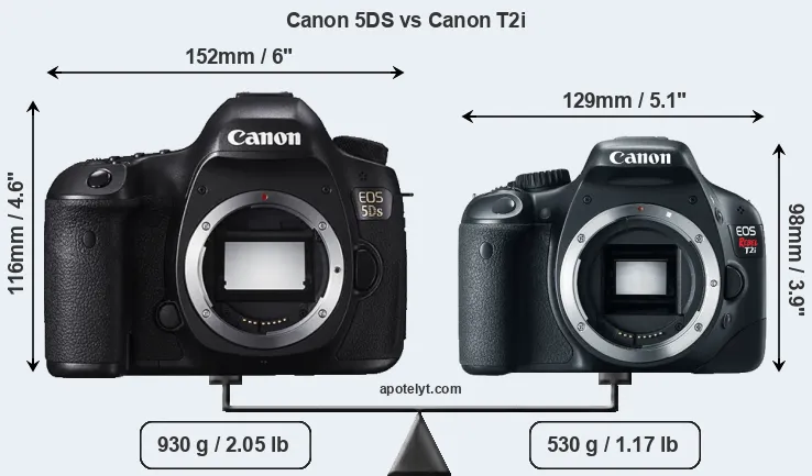 Size Canon 5DS vs Canon T2i
