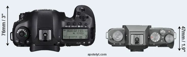 Compare 5DS versus X-T100 top
