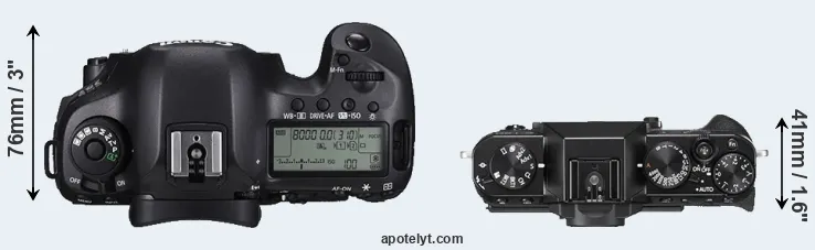 Compare 5DS versus X-T20 top