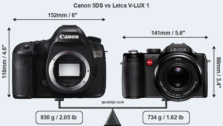 Size Canon 5DS vs Leica V-LUX 1
