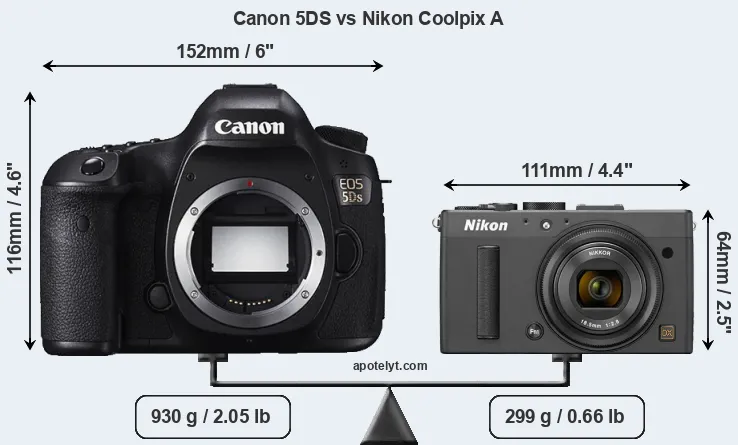Size Canon 5DS vs Nikon Coolpix A
