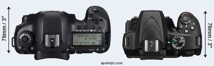 Compare 5DS versus D3400 top