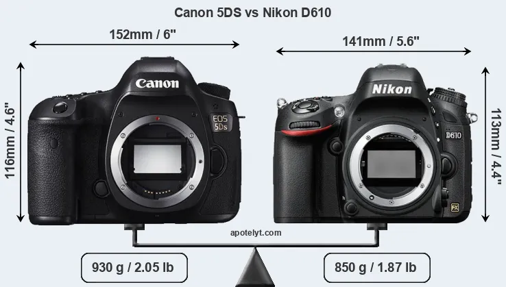 Size Canon 5DS vs Nikon D610
