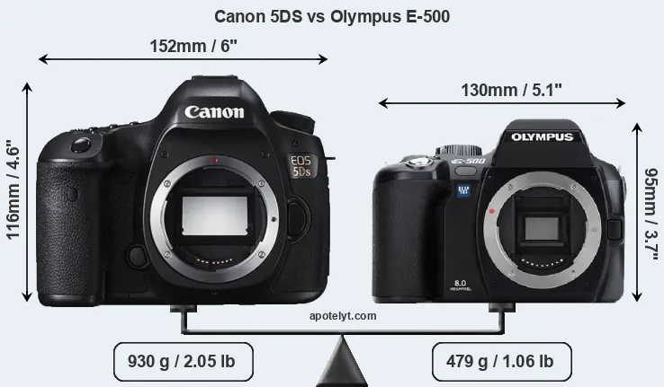 Size Canon 5DS vs Olympus E-500