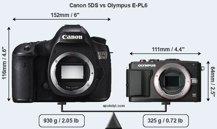 Size Canon 5DS vs Olympus E-PL6