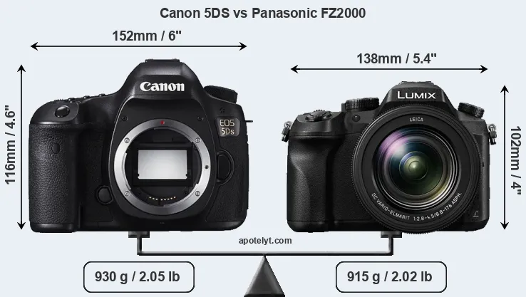 Size Canon 5DS vs Panasonic FZ2000