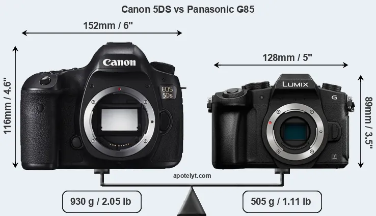 Size Canon 5DS vs Panasonic G85