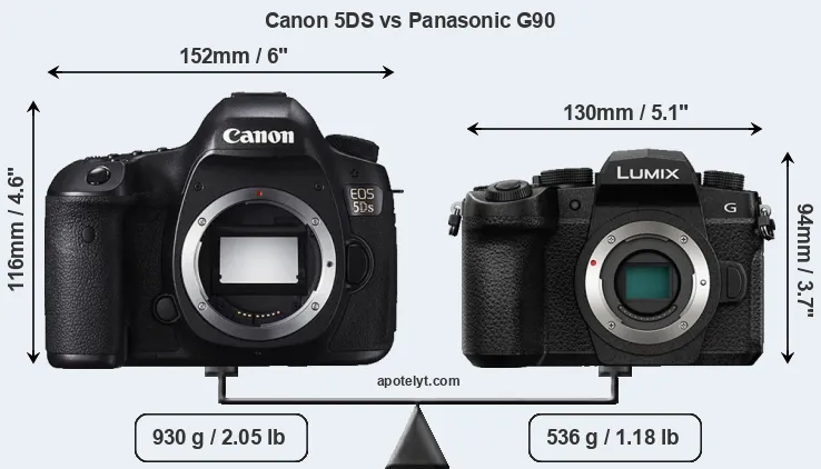 Size Canon 5DS vs Panasonic G90