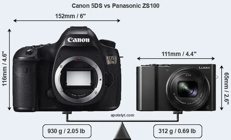 Size Canon 5DS vs Panasonic ZS100