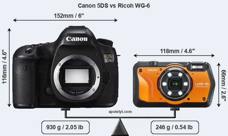 Size Canon 5DS vs Ricoh WG-6
