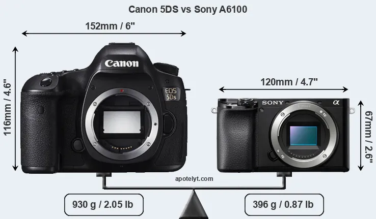 Size Canon 5DS vs Sony A6100