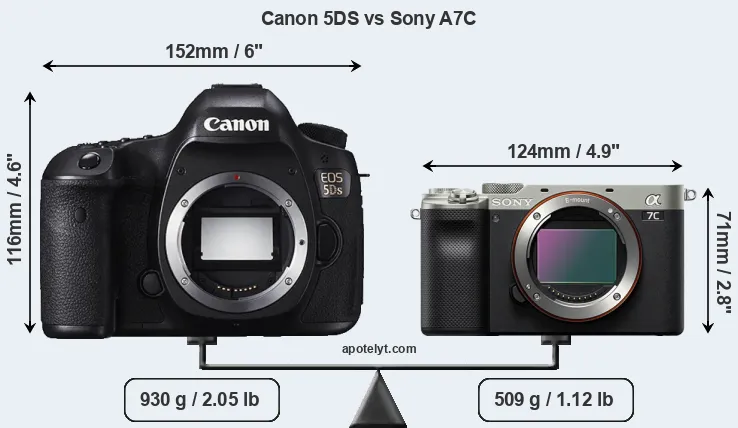 Size Canon 5DS vs Sony A7C