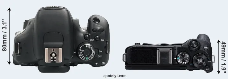 Compare 600D versus M6 Mark II top