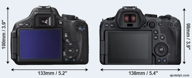 Comparison 600D or R6 Mark II rear