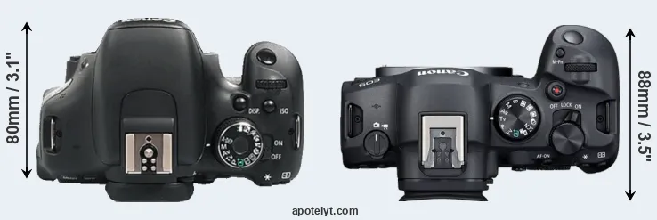 Compare 600D versus R6 Mark II top