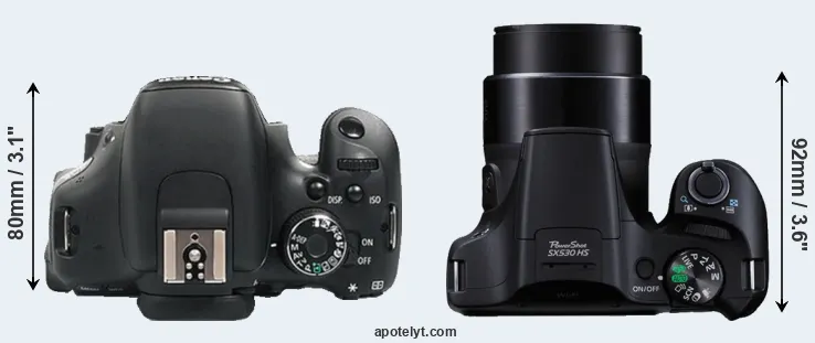 Compare 600D versus SX530 top