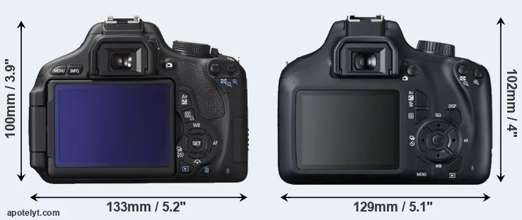Comparison 600D or T100 rear