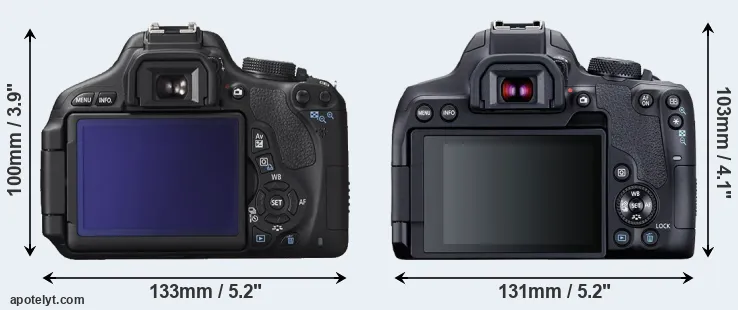 Comparison 600D or T8i rear