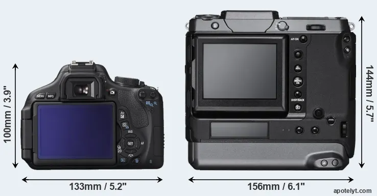 Comparison 600D or GFX 100 rear