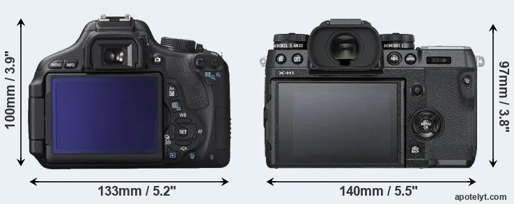 Comparison 600D or X-H1 rear