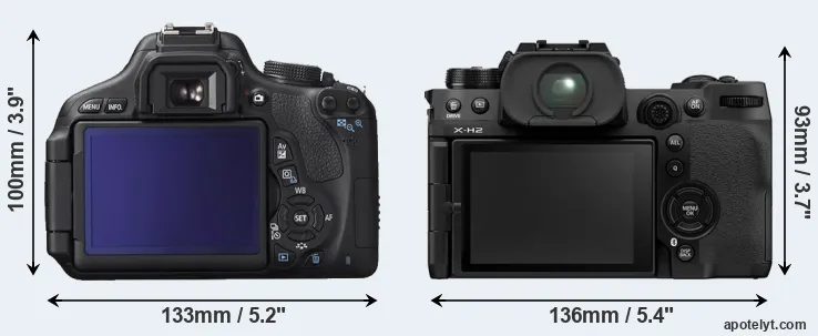 Comparison 600D or X-H2 rear