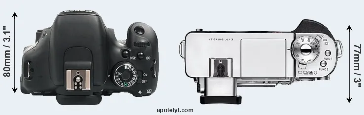 Compare 600D versus Digilux 3 top