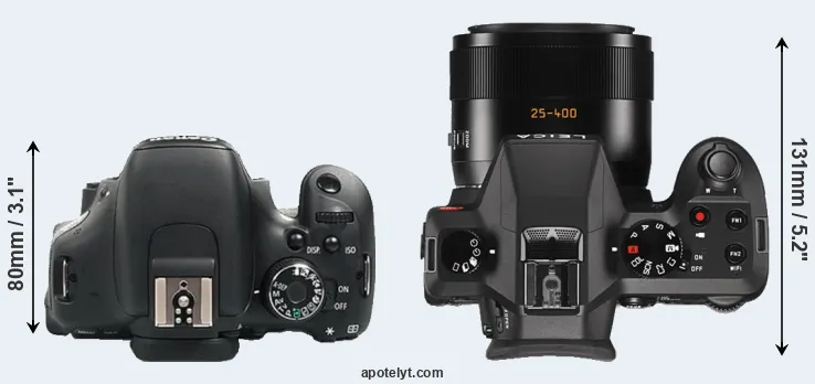 Compare 600D versus V-LUX Typ 114 top