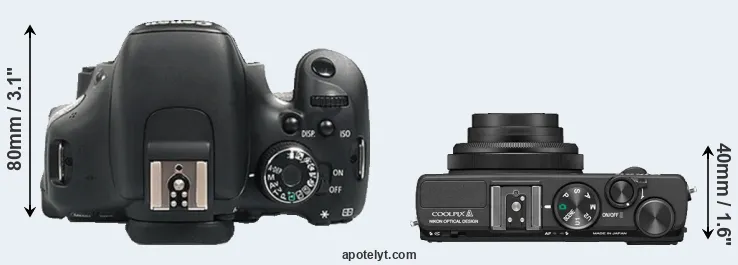 Compare 600D versus Coolpix A top