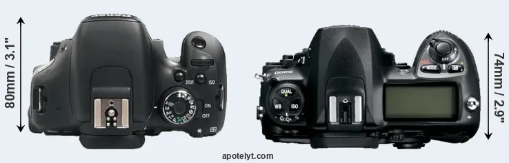 Compare 600D versus D200 top