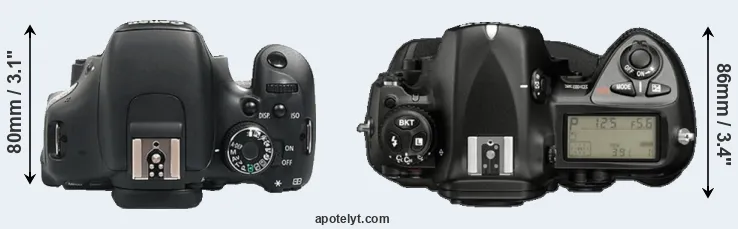 Compare 600D versus D2X top