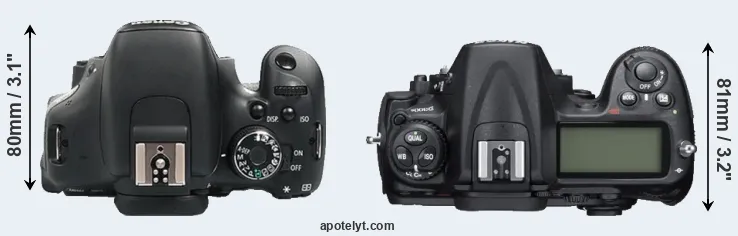 Compare 600D versus D300S top