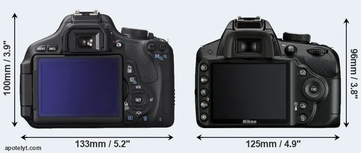 Comparison 600D or D3200 rear