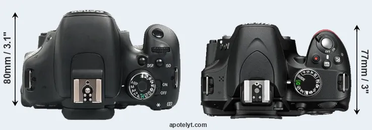 Compare 600D versus D3200 top