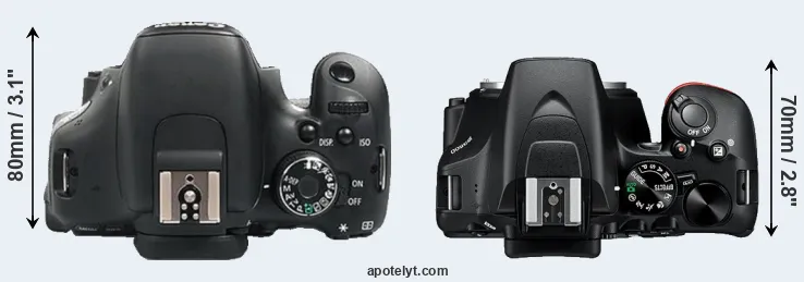 Compare 600D versus D3500 top